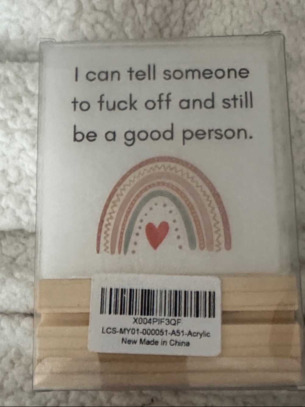 Inspirational Rainbow Desk Sign with Heart